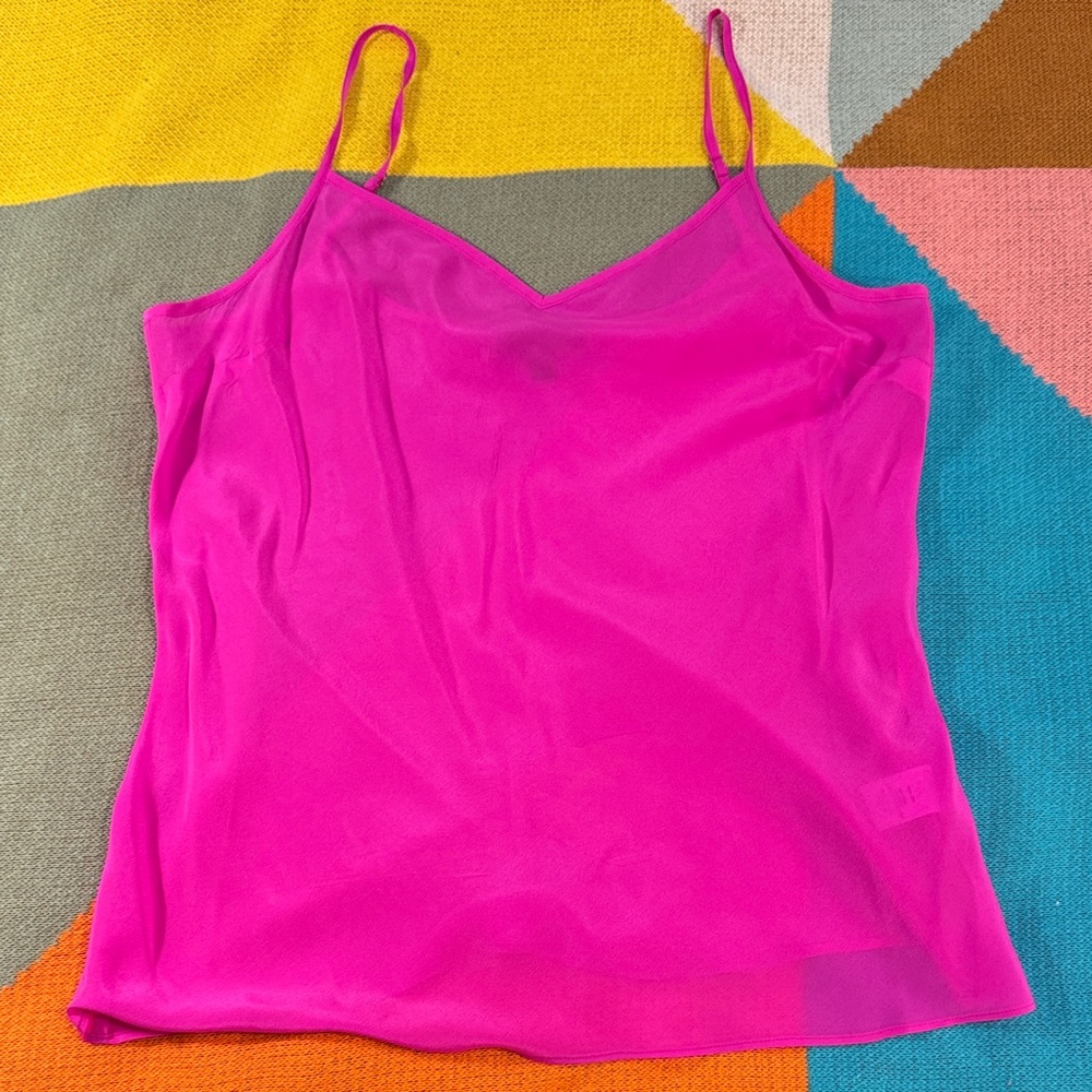 J.Crew 100% Silk Fuchsia Pink Camisole Tank Top Size Small Washable Feminine EUC - Picture 2 of 11